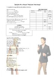 English Worksheet: Just give me a reason - SONG by Pink - Irregular verbs 