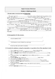 English Worksheet: Worksheet on the Simple Past and Comparative form of adjectives