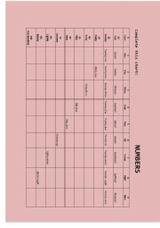 English Worksheet: Filling a chart with numbers.