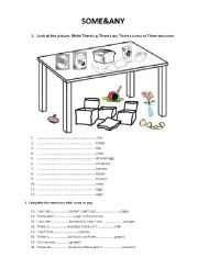 English Worksheet: some any