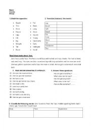 English Worksheet: face and physical descriptions