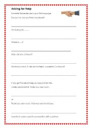English Worksheet: Asking for help