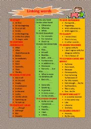 English Worksheet: linking words