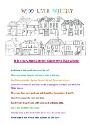 English Worksheet: WHO LIVES WHERE?