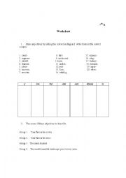 English Worksheet: adjectives