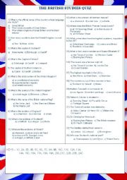 English Worksheet: The British Studies Quiz (with keys)