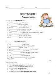 English Worksheet: PRESENT TENSE TEST