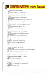 English Worksheet: rephrasing verbal tenses