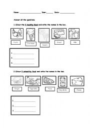 English Worksheet: Healthy and unhealthy food