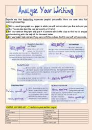 English Worksheet: Analyse Your Writing - fun pair work, adjectives, personality traits