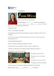 English Worksheet: film worksheet freedom writers including answers