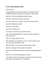 English Worksheet: Little Red Riding Hood - a Play. 