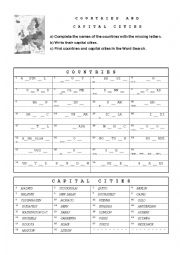 English Worksheet: Countries and capital cities