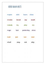 Odd Man Out with key - reviewing Past Simple