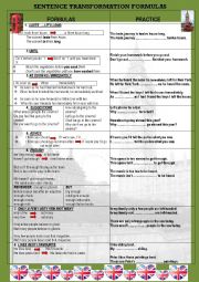 English Worksheet: Transformations with formulas