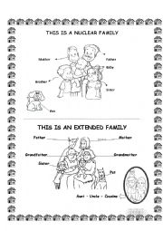 English Worksheet: Nuclear and Extended    Family