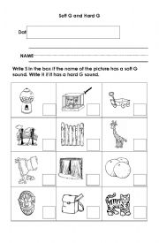 English Worksheet: Soft G and Hard G