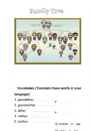 English Worksheet: family tree