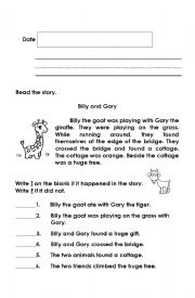 English Worksheet: Hard G and Soft G Story