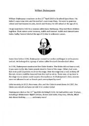 English Worksheet: Shakespeare Biography and Questions