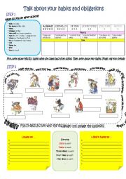 English Worksheet: Talk about your habits and obligations