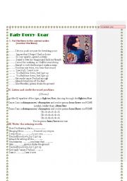 English Worksheet: Song Worksheet - Roar - Katy Perry