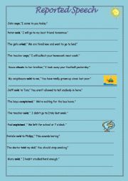 English Worksheet: Reported Speech