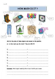 English Worksheet: How much is it?