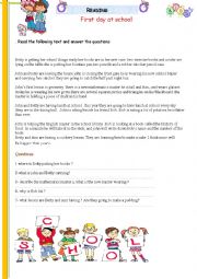 English Worksheet: first day at school