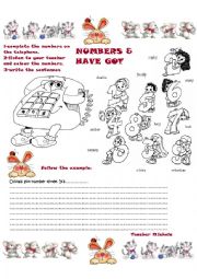 English Worksheet: Numbers&have got
