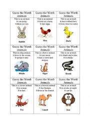 English Worksheet: Guess the word game (part 4)