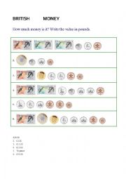 English Worksheet: British money