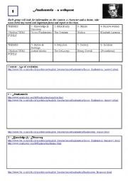 English Worksheet: Frankenstein - a webquest