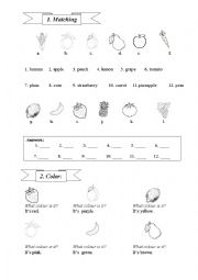 English Worksheet: Fruits Matching Exercise