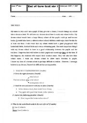 English Worksheet:  end of term test for 8th formers (Tunisia) 