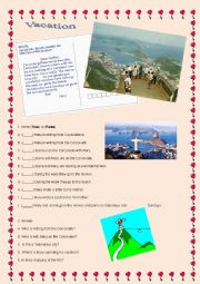 English Worksheet: Vacation - Postcard