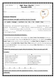 English Worksheet: full term test 1 7th form