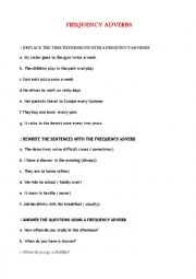 English Worksheet: frequency adverbs