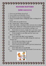 English Worksheet: Manners Matter!