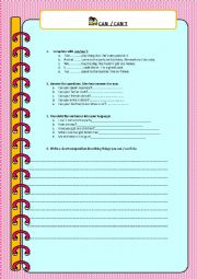 English Worksheet: can or cant