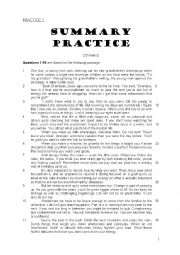 English Worksheet: SUMMARY PRACTICE