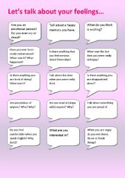 English Worksheet: Lets talk about your Feelings