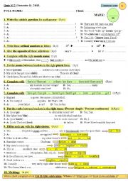 English Worksheet: A superfine test or Quiz  for elementary students Version 