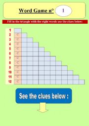 English Worksheet: Word game n1 _ word pyramid (triangle) for elementary students) - Focus on letter C (fully editable) & key included!
