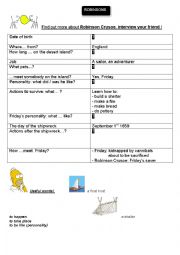 English Worksheet: Find out more about Robinson Crusoe