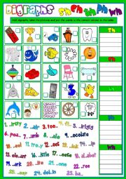 English Worksheet: Digraphs - sh, ch, th, ph, wh