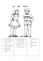 English Worksheet: His her their