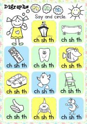 Digraphs - sh, ch, th - multiple choice