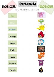English Worksheet: Easter  Color  Match. Draw a line to match