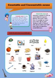 English Worksheet: countable and uncountable noun